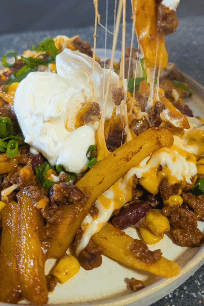 Crispy loaded fries with melted cheese, beef, jalapenos, and sour cream.