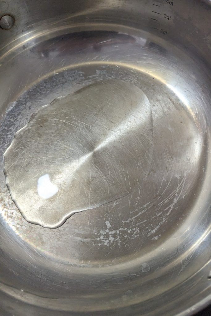 add olive oil and heat saute pan