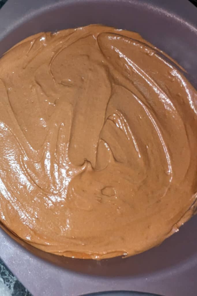 fudge cake batter in pan
