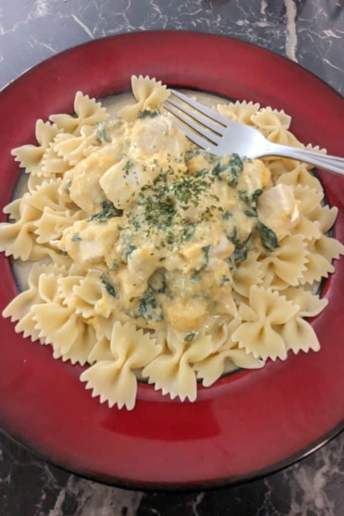 serve creamy tahini chicken farfalle (2)