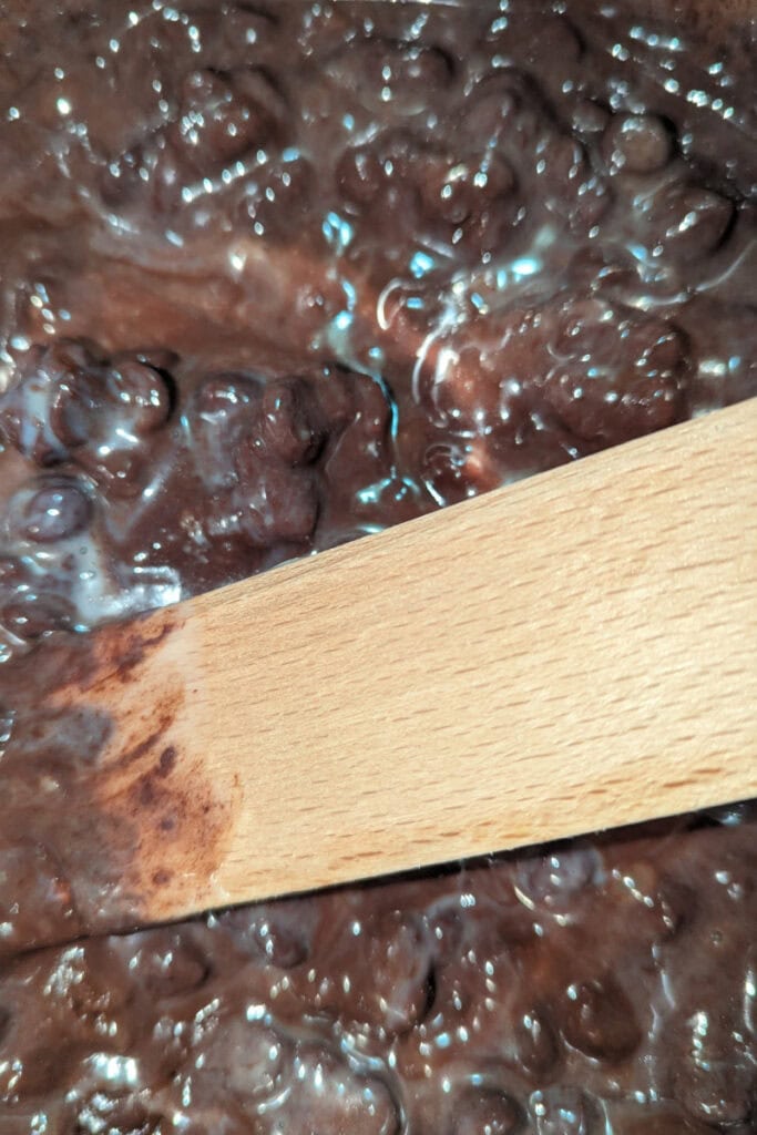 stir in semi-sweet chocolate chips until melted