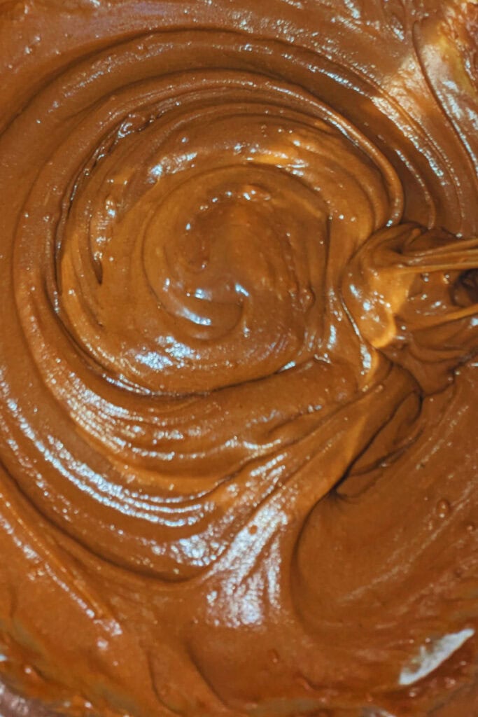 stirring chocolate cake batter