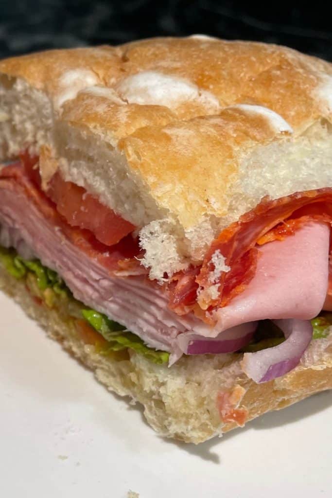 the finished Italian scotch baps sandwich
