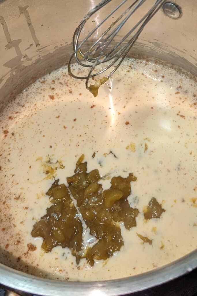 adding canned chiles to queso Blanco