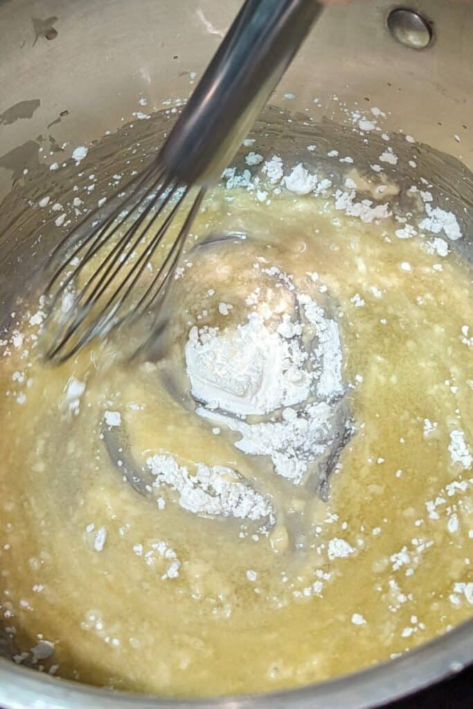adding cornstarch into melted butter for non-traditional roux