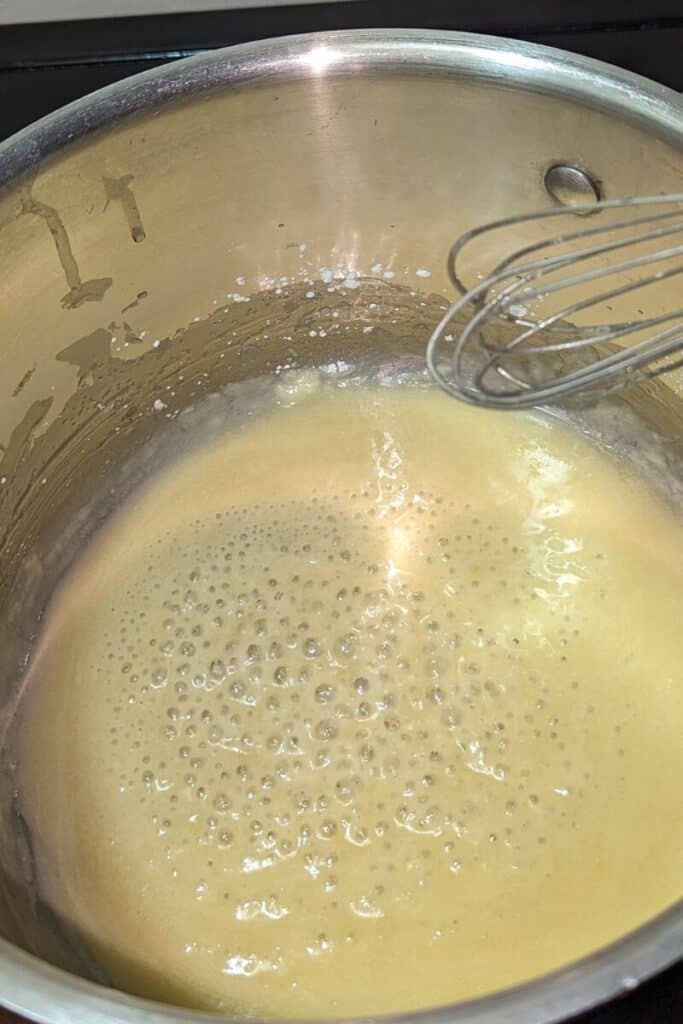 allowing thickening agent to heat