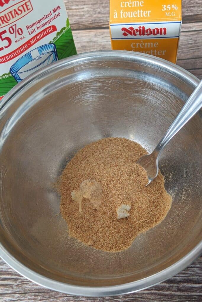 adding maple sugar to ice cream base