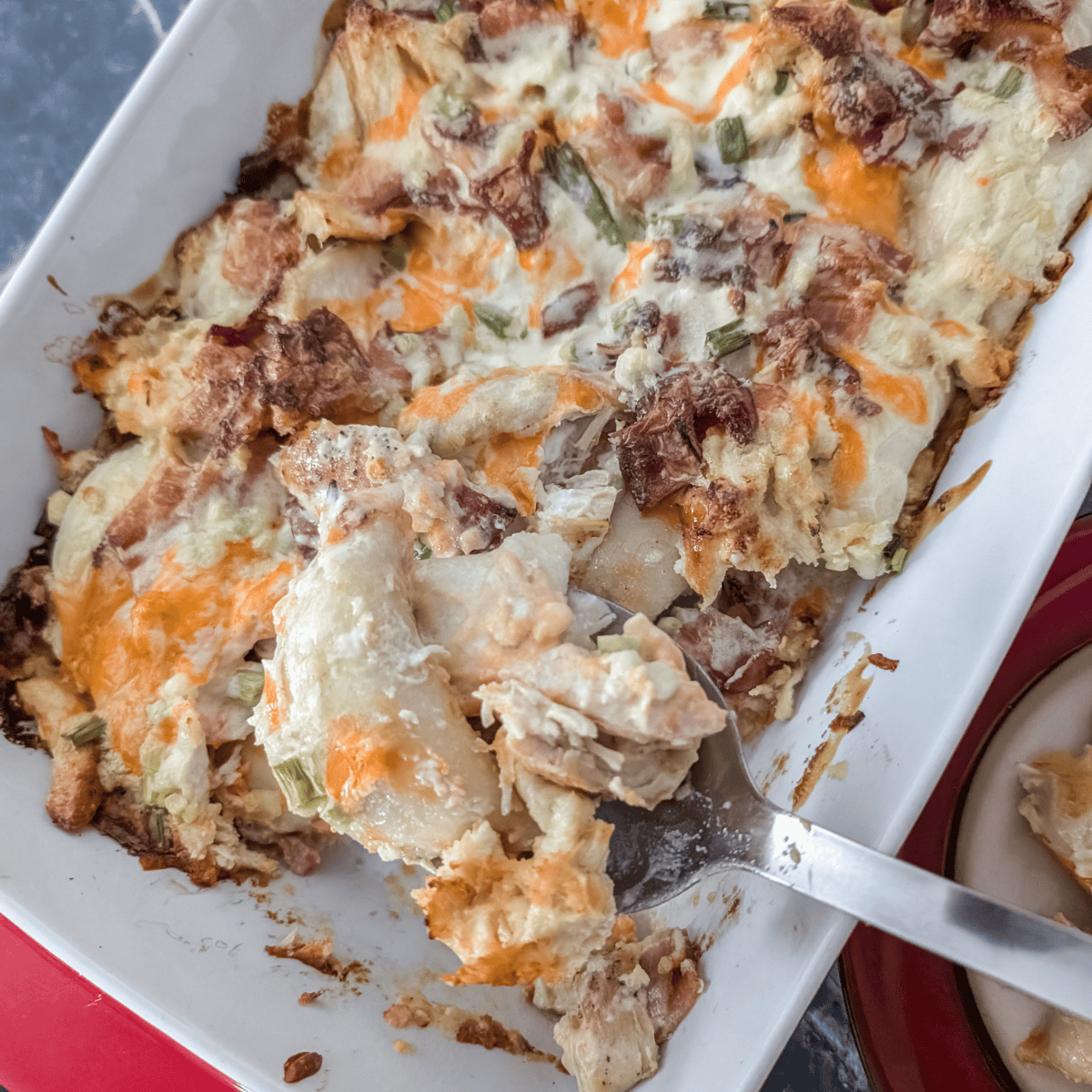 cheesy chicken bacon pierogi casserole