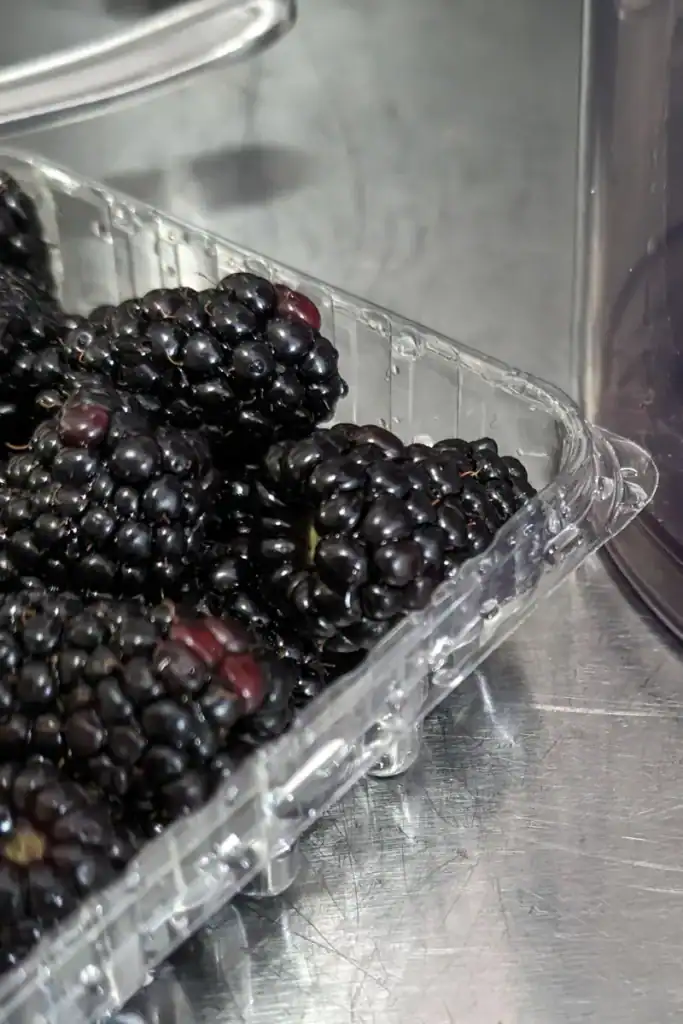 washed blackberries to add to taro ice cream
