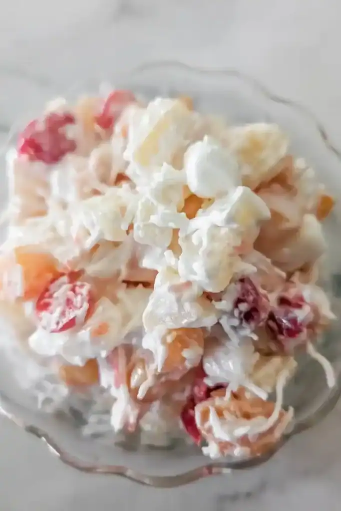 top down of ambrosia fruit salad