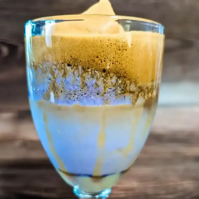 the Dalgona taro latte layers