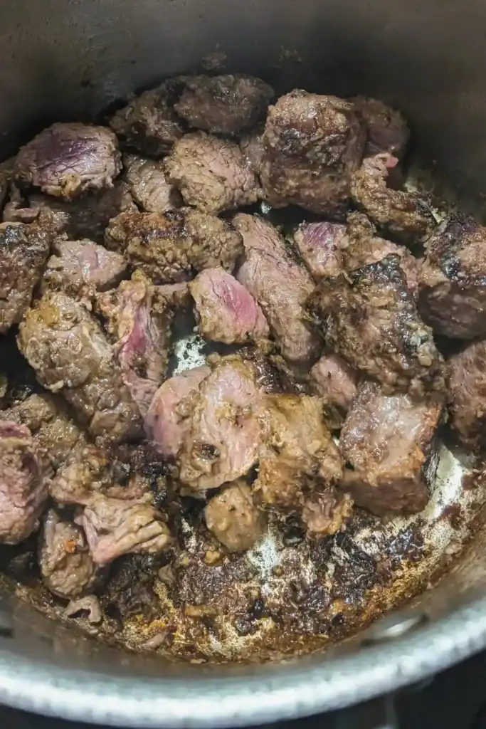browning the stew meat