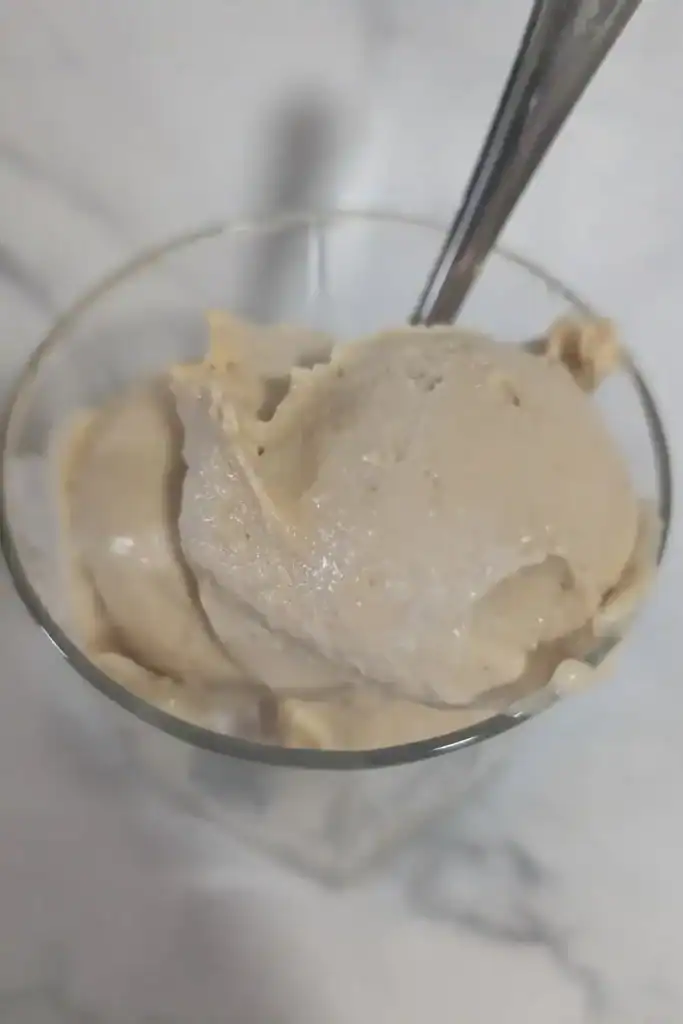 soft serve wow butter banana ice cream made in Ninja Creami deluxe