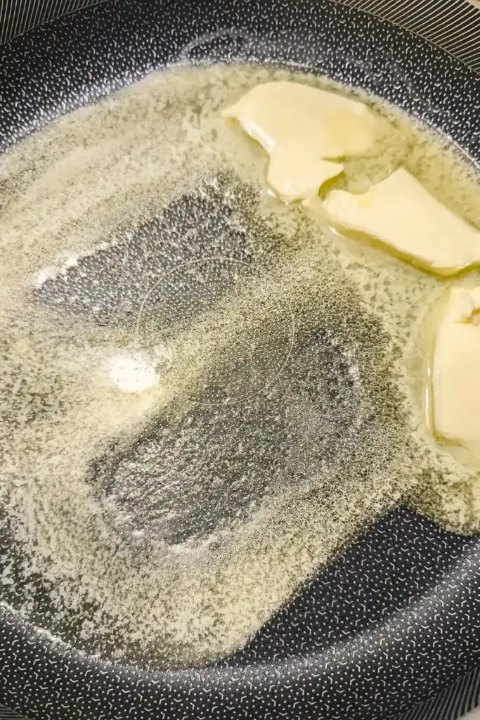 melting butter in frying pan