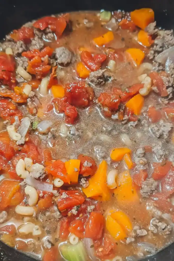 the soup is almost done in the dutch oven