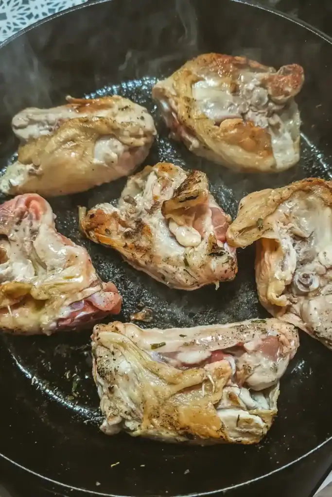 searing skin side down chicken thighs