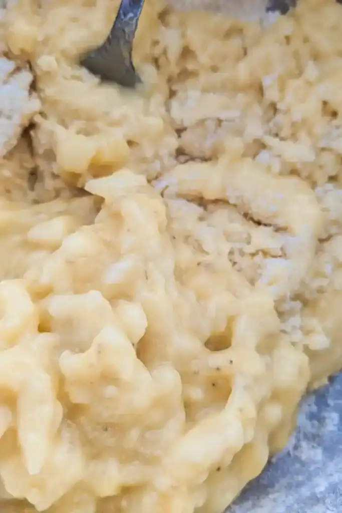 adding the mashed bananas