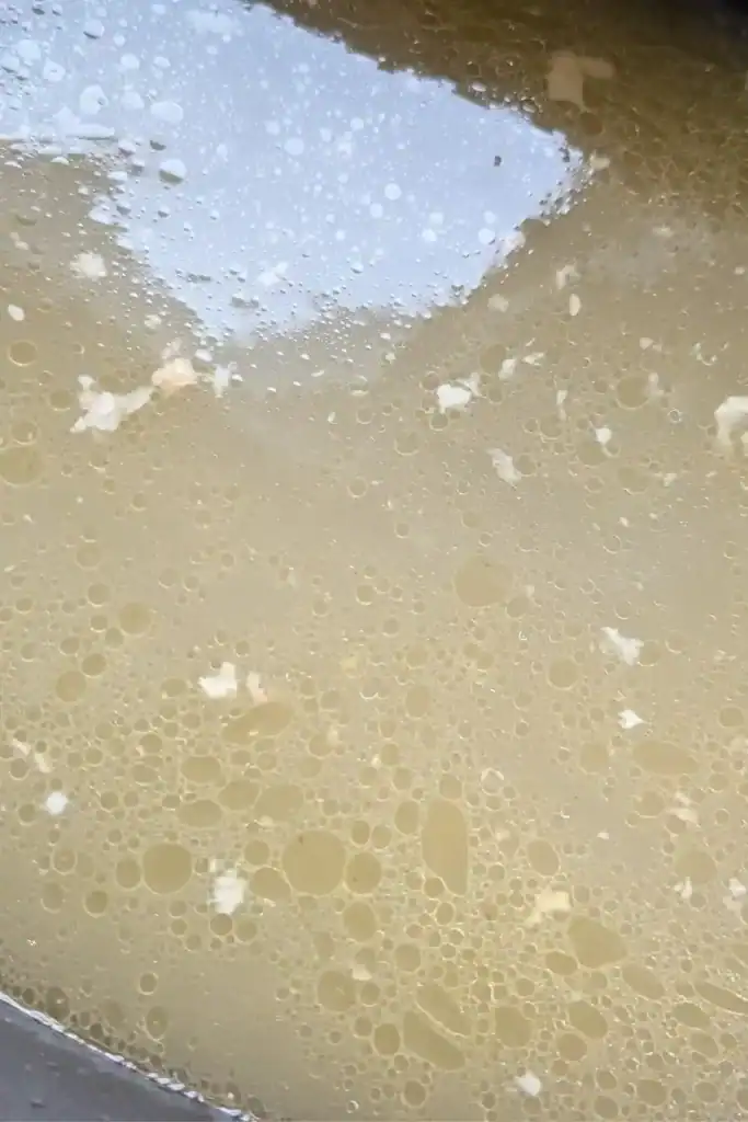 how the turkey broth looks after skimming