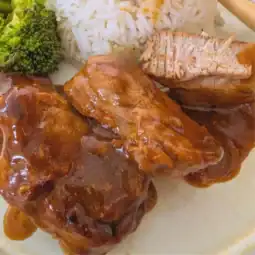 ginger soy marinated sauced pork medallions