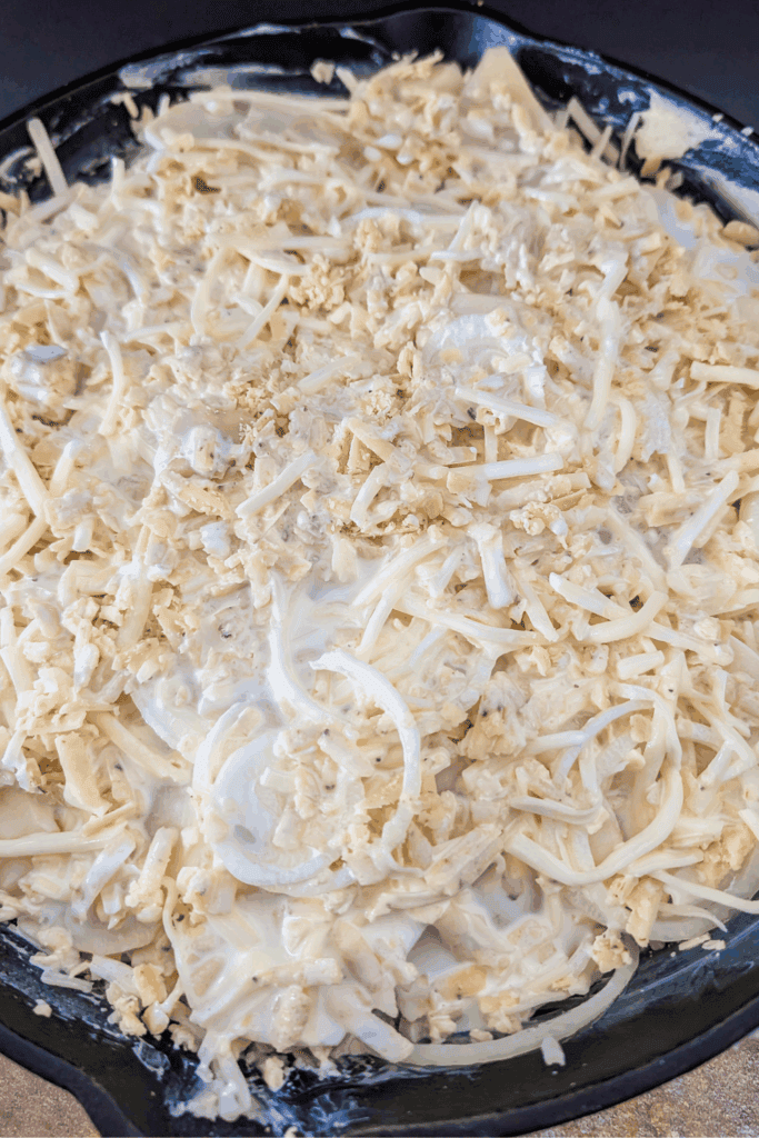 finishing off with the potato gratin with cream sauce