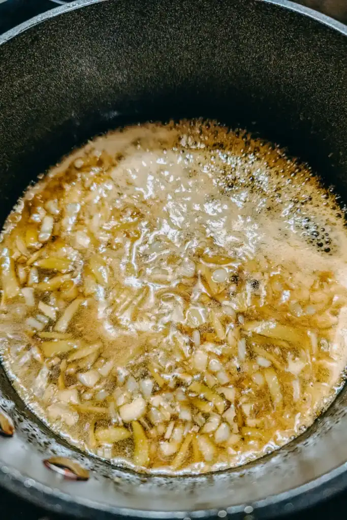 heating with the soy sauce in the saucepan