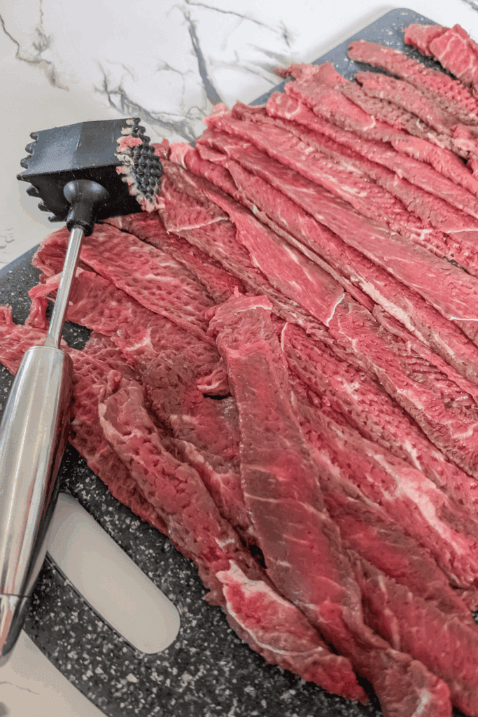 pounded tenderized steak strips