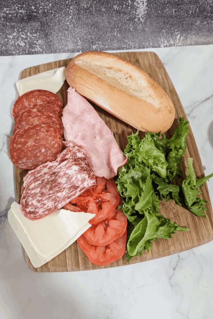 gather all ingredients for assorted sub