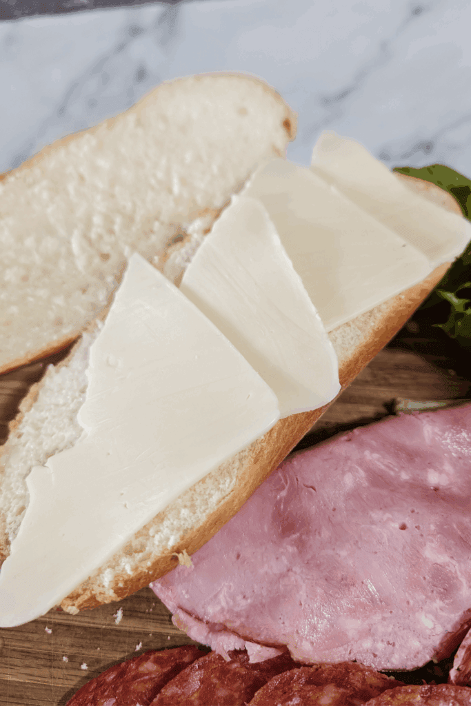line bun with cheese in the sub bun