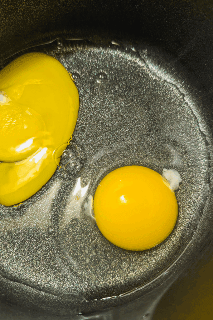 making salad dressing eggs in pot