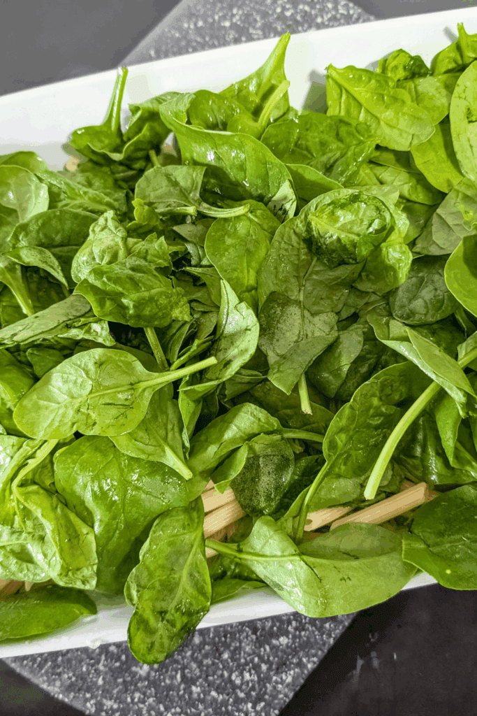 Fresh spinach leaves for healthy cooking and recipes at Cents For Cookery.