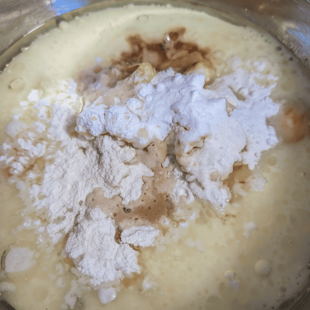 Homemade baking ingredients for banana bran muffins