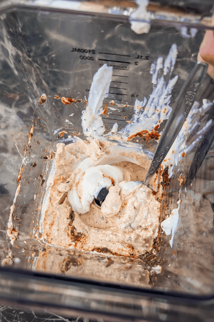 Healthy cottage cheese salad dressing in blender.