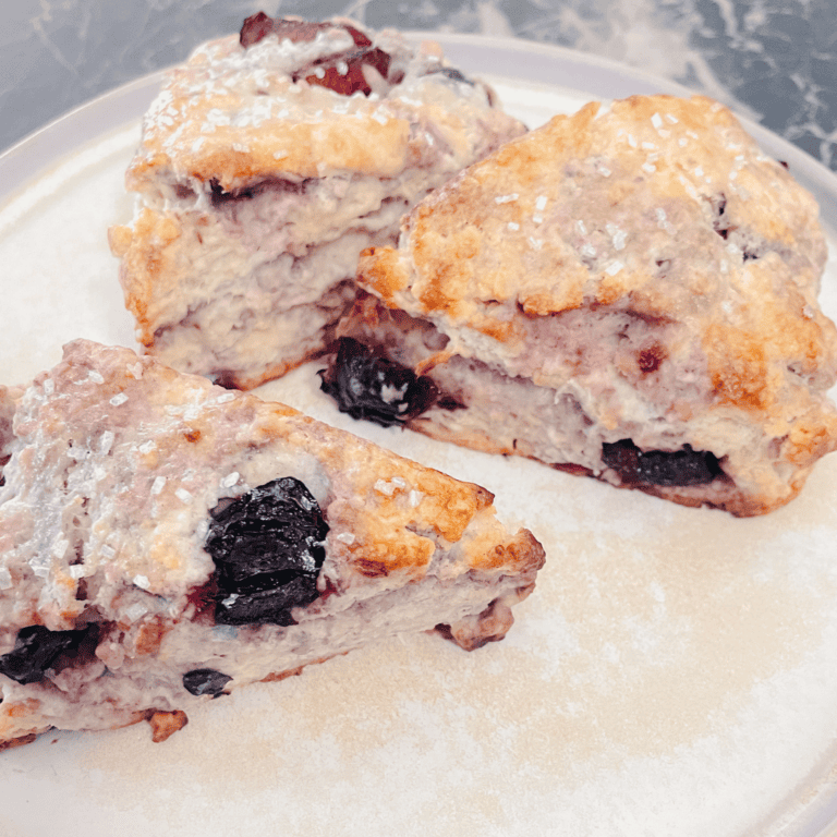 Cherry Scones with Fresh Fruit.