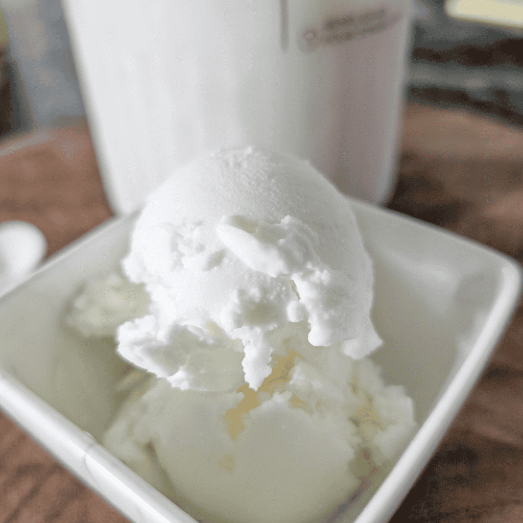 Ice cream in a bowl, perfect for dessert or a sweet treat.