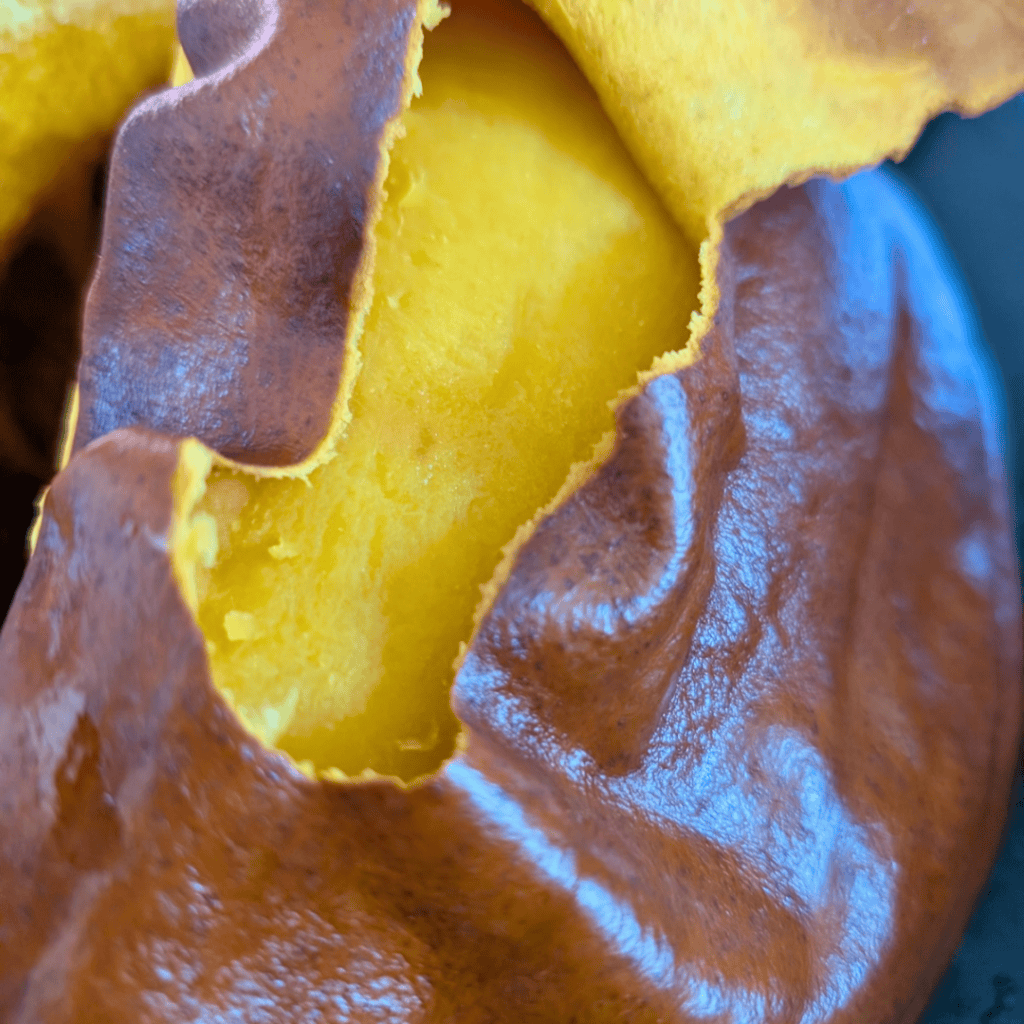 peeling thin skin off of roast pumpkin