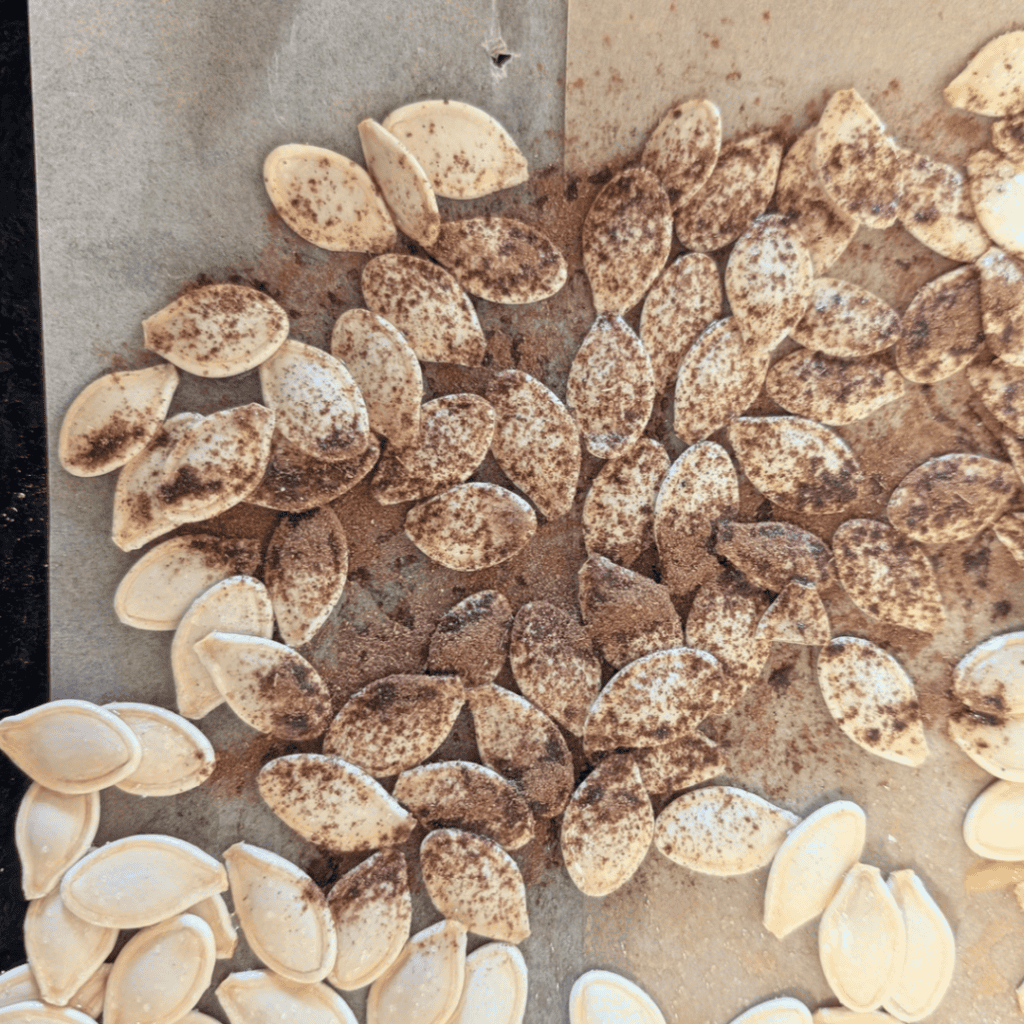 pumpkin spice pumpkin seeds before baking