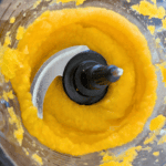 pumpkin puree in container for food processor