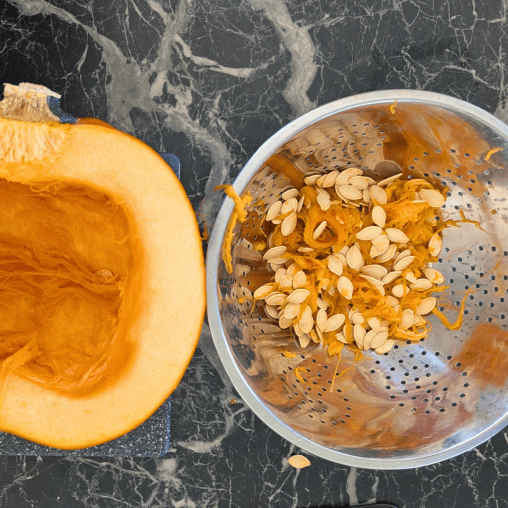 removing pumpkin seeds