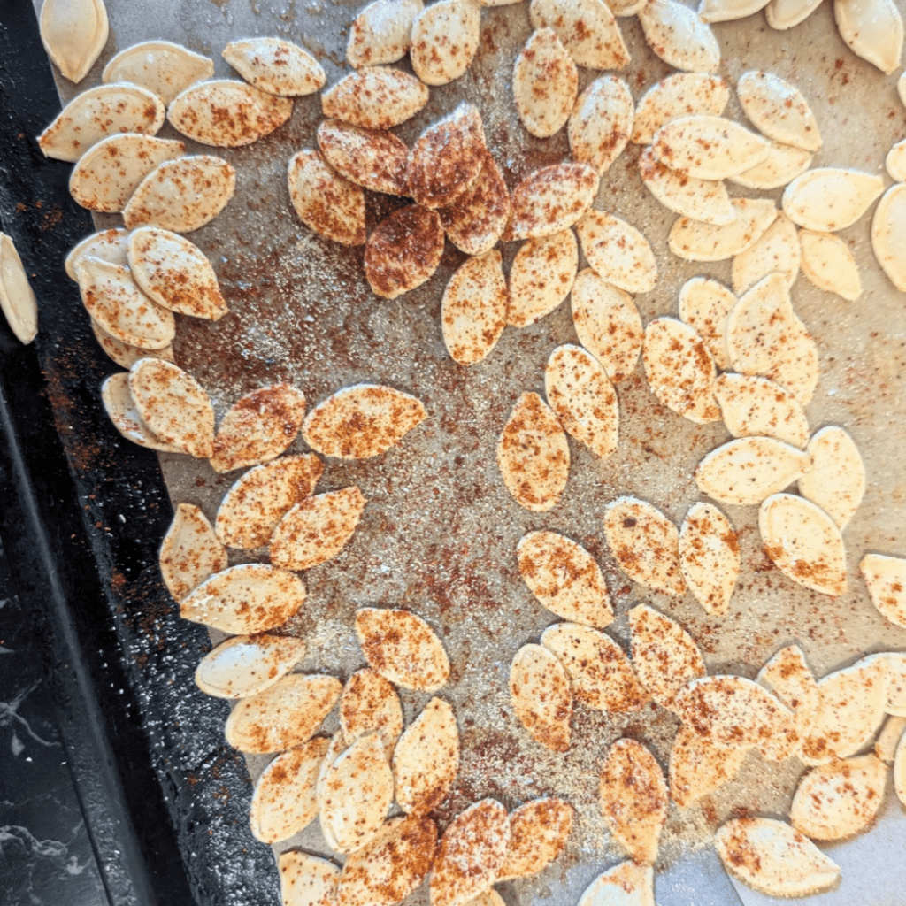 smoked paprika pumpkin seeds before baking