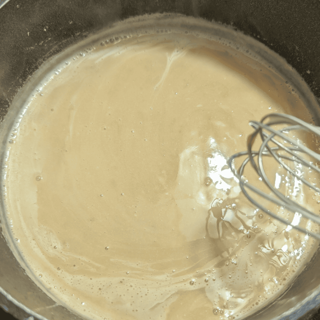 continue stirring as it heats and thickens-the mayonnaise