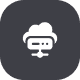 Cloud and server icon on dark square background for enterprise cloud infrastructure solutions.