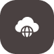 White globe and cloud graphic on dark rounded square for cloud infrastructure management platform.