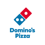 Pizza delivery from Domino's Pizza, featuring a classic logo with a red and blue domino tile.