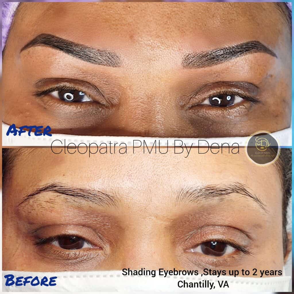Natural eyebrow microblading and shading by Cleopatra PMU.