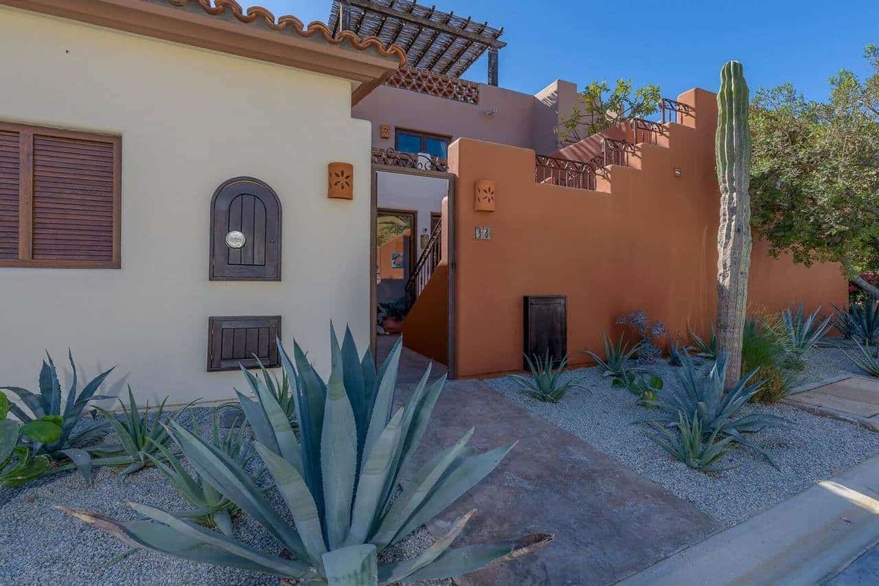 Golf Course And Ocean View From A Modern House At Club Campestre, Tropical Desert Landscape, Vibrant Blue Sky, Cacti And Succulents, Luxury Real Estate In A Scenic Golf Community In Mexico.