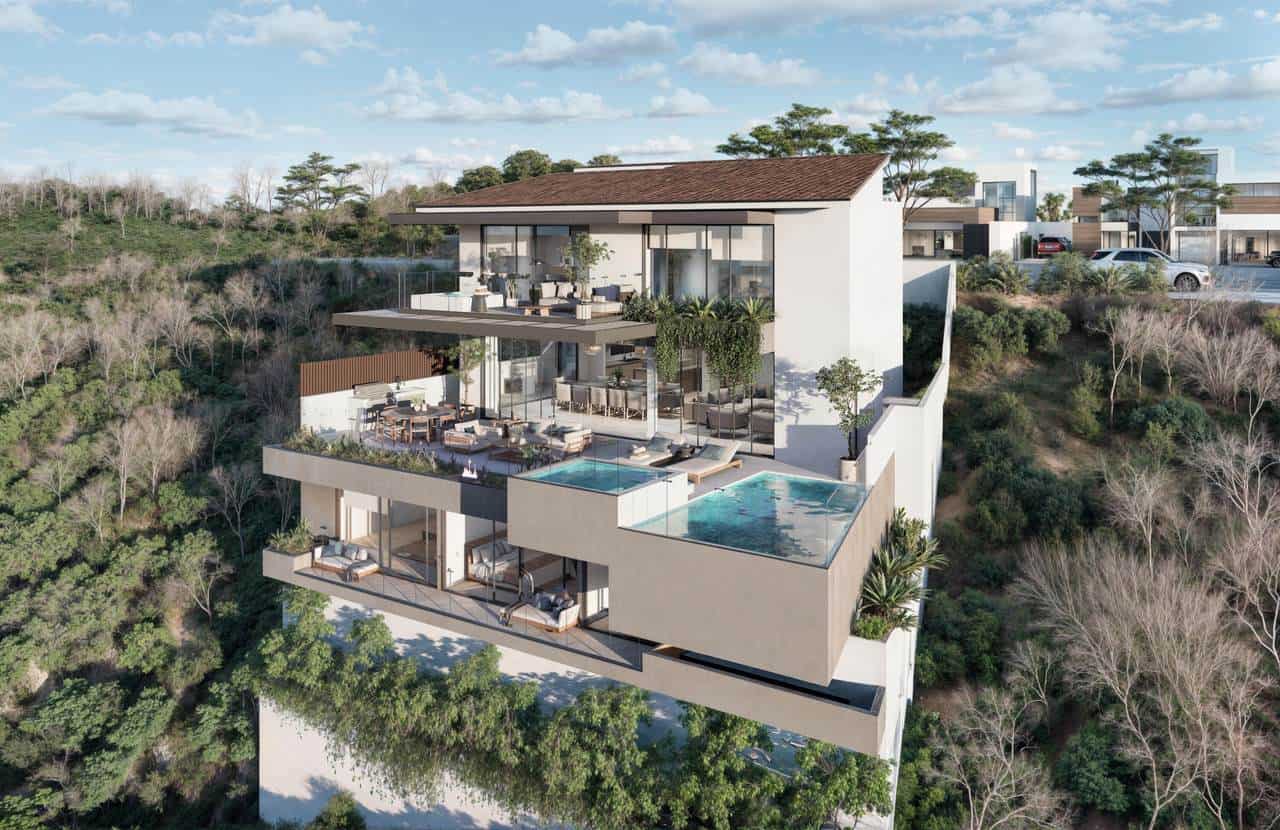 Luxurious Modern Home With Infinity Pool, Ocean Views, And Golf Course Backdrop At Club Campestre. Perfect For Relaxed Living And Scenic Vistas.