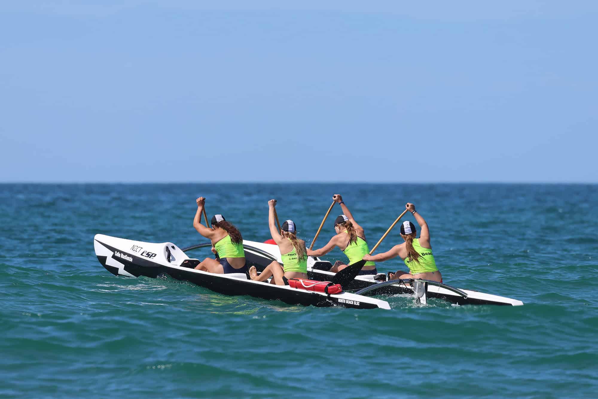 The WildCat surf canoe in the surf