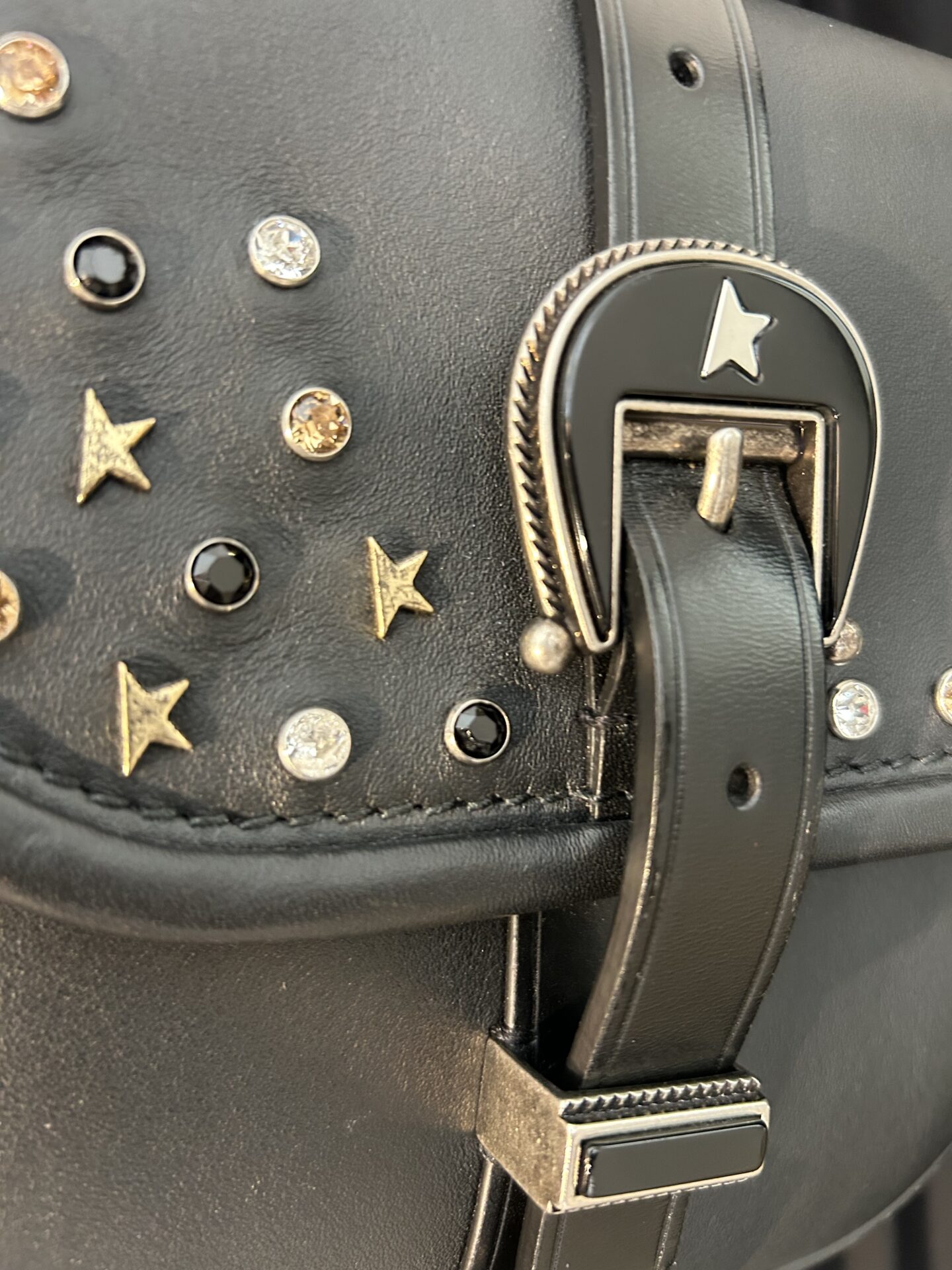 Sac Golden Goose Rodeo, cuir noir et strass – Image 6