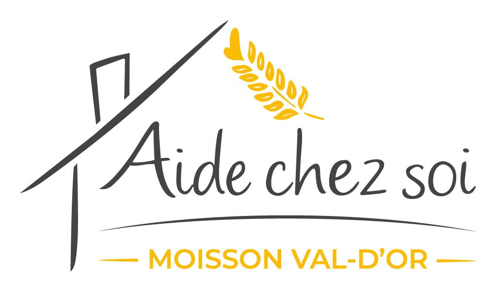 Logo Aide chez soi Moisson Val-d’Or église et épis de blé.