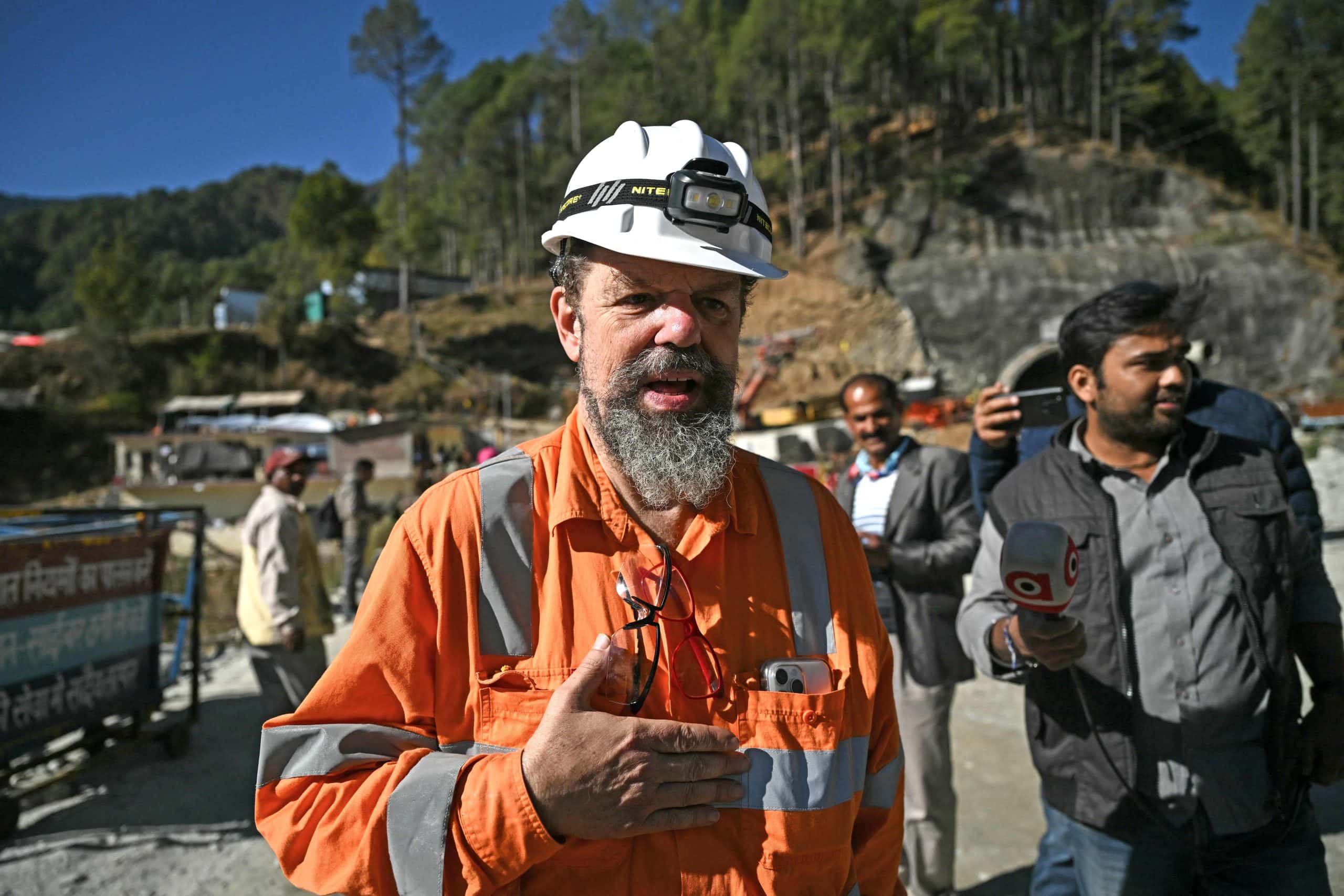 Media and press at the Silkyara tunnel rescue site